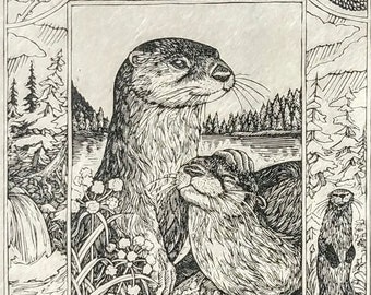 Otter World - Relief Print