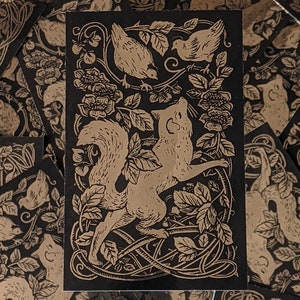Reynard e galline - Adesivo in lamina d'oro