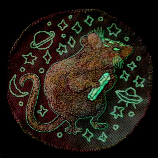 hand-embroidered intergalactic thief rat badge