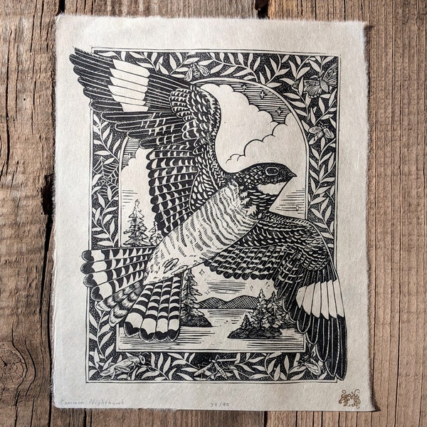 Common Nighthawk - Relief Print