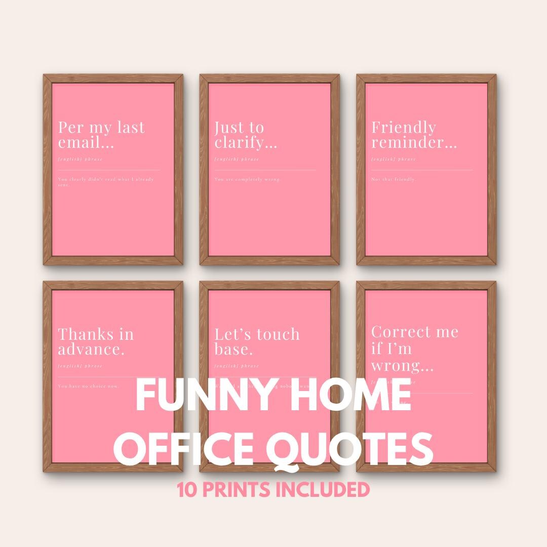 Home Office Print Set | Pink Work From Home Posters Wall Art (digital ...