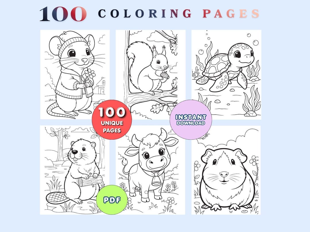 Cute Animal Coloring Pages Printable for Kids, Activity Pages PDF ...