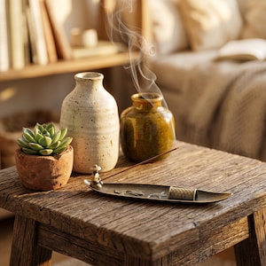 Antike Bronze Fischer Boot Räucherstäbchenhalter, Zen Aschefänger, Meditation Dekor