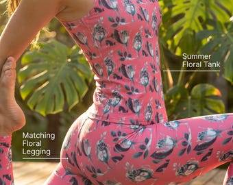 Legging Tank Top Set Summer Floral Flower Art Designer Fashion Artwork Design