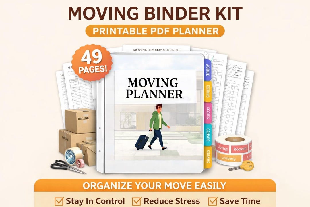 Moving Planner Printable PDF, Moving Binder Kit, Moving Checklist ...