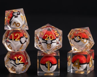 Juego de dados Poké Ball: dados Pokémon de múltiples caras para Dungeons & Dragons, juegos de mesa, regalo único para fans de Pokémon.
