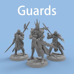 Dnd 3 Pcs Squad City Guards Minis 12K 3D Printed Models Soliders Miniature 25mm Base for Pathfinder Trpg Tabletop Game Accessories