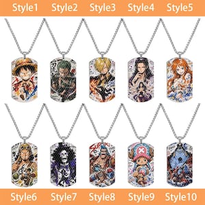 Splash Ink Manga Character Art Dog Tag Necklace, Graffiti Style Anime Portrait Stainless Steel Pendant, Gift For Boyfriend