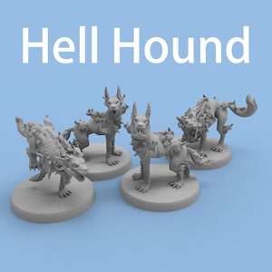 Dnd 4 Pcs Hell Hound 12K 3D Printed Models  Miniatures 25mm Base for Pathfinder TTRPG Tabletop Game Accessories