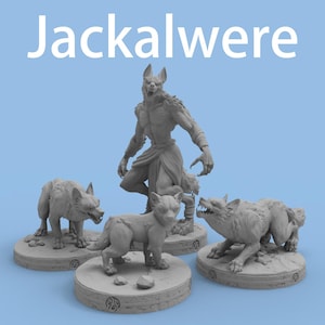 Lot de 4 figurines de chacals imprimées en 3D (12K) avec socle de 25 mm pour Pathfinder (JdR) - Accessoires pour jeux de rôle sur table