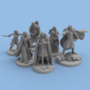 Game of Thrones House Stark Wolf Family Minis 12K 3D-utskrivna modeller GOT Miniaset 25 mm baser för Pathfinder TRPG bordsspelstillbehör
