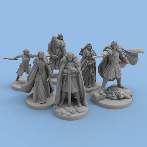 Game of Thrones Casa Stark Famiglia del Lupo Miniature Modelli stampati in 3D 12K Set di miniature GOT Basi da 25 mm per Pathfinder TRPG Accessori per giochi da tavolo
