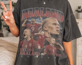 Erling Haaland Shirt, Haaland Norway Vintage T-Shirt , Norway Soccer Graphic Shirt, Retro Haaland Yoga Celebration Tee