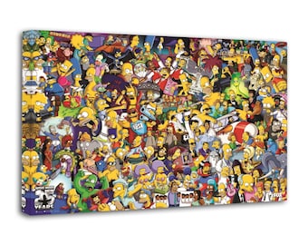 The Simpsons Character Collage Canvas Print – Living Room Wall Art Poster
