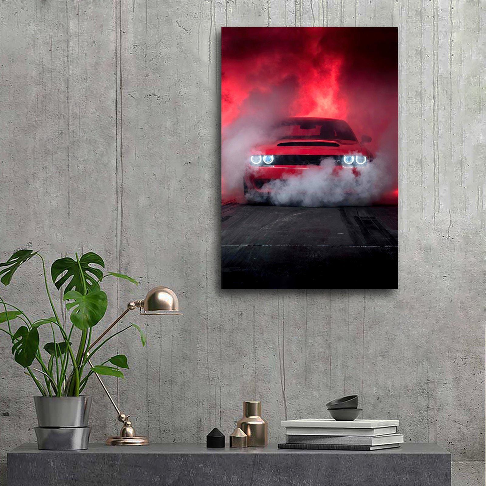 Dodge Challenger SRT Hellcat Canvas Print: American Muscle Car Wall Art ...