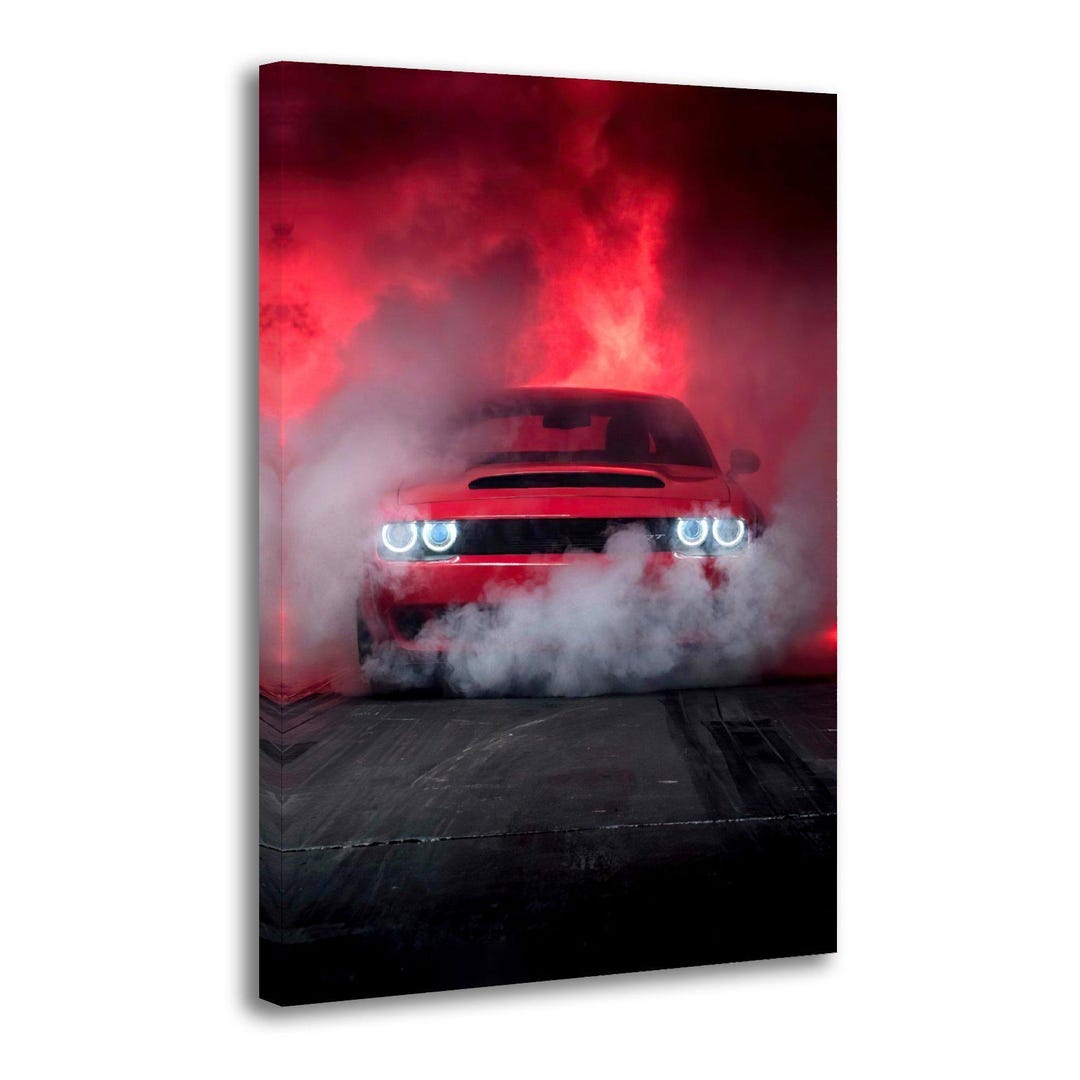Dodge Challenger SRT Hellcat Canvas Print: American Muscle Car Wall Art ...