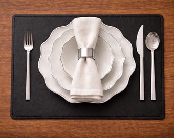 Black Faux Leather Placemat