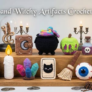 Paquete de patrones de amigurumi de brujas a crochet, 11 artefactos mágicos (descarga en PDF)