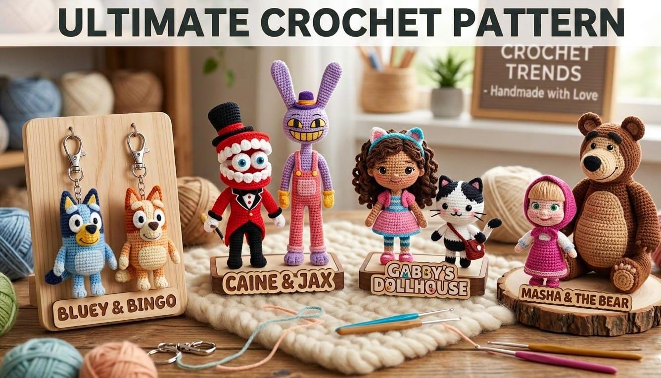 8-in-1 Cartoon Character Crochet Bundle