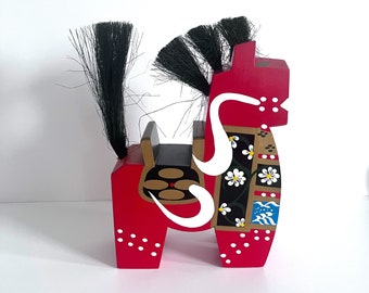 Yawata Uma Hachinohe Japanese Wood Folk Art Horse Red