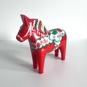 Scandinavian Red Wooden Dala Horse Sweden image 2