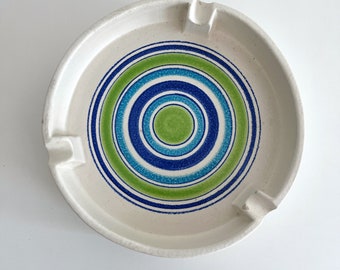 Bitossi Rosenthal Netter Ceramic Ashtray Blue Green Stripe Circle