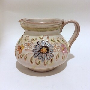 Vintage Handmade Handpainted Flower Ceramic Pitcher Germany