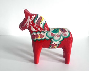 Scandinavian Red Wooden Dala Horse Sweden