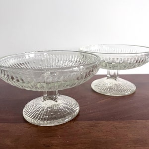 Ice Textured Ripped Glass Pedestal Dessert Bowls Set of 2