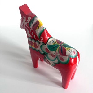 Scandinavian Red Wooden Dala Horse Sweden image 7