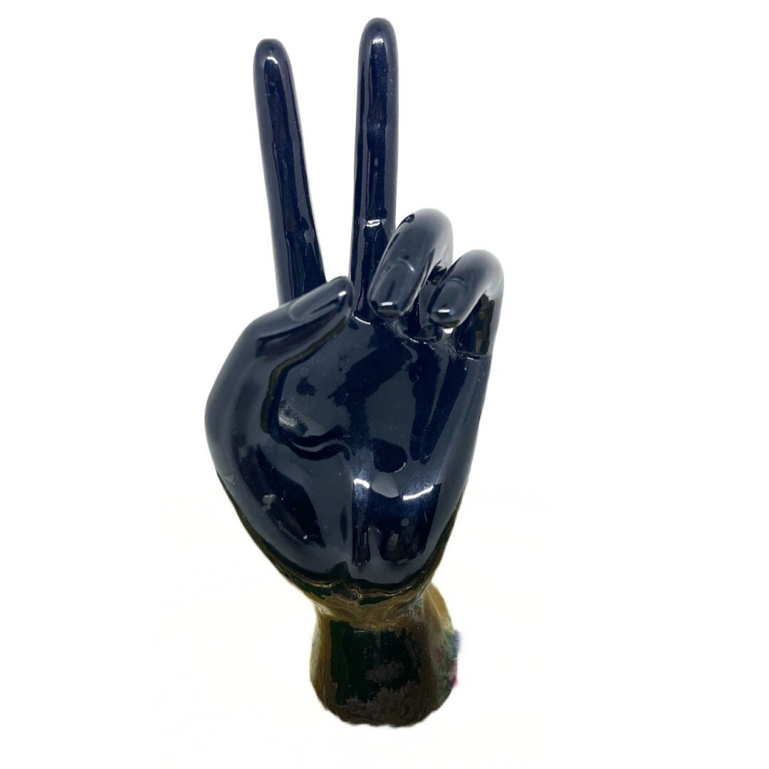 Peace Sign Hand Sculpture Resin Peace Hand Statue Jewelry Etsy