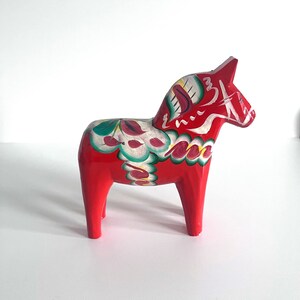 Scandinavian Red Wooden Dala Horse Sweden image 5