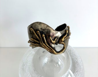 Vintage Mixed Metal Brutalist Cuff Bracelet