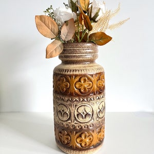 West German Pottery Ceramic Vase with Foligno Flower Motif by Scheurich Keramik