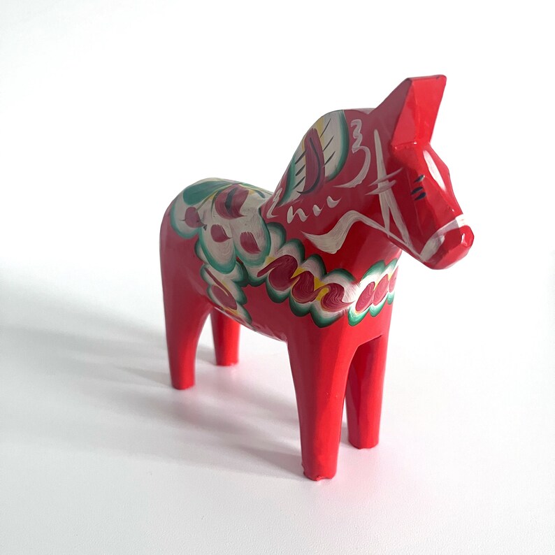 Scandinavian Red Wooden Dala Horse Sweden image 4