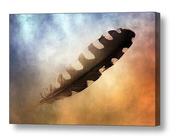 Black and White Feather Native American Spiritual Message Zen Tranquil Spa Surreal Print or Canvas