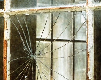 Shattered Broken Window Abandoned Home Rustic Architecture Rural America Fine Art Photography Print or Gallery Canvas Wrap Giclee