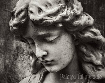 Guardian Angel Gothic Cemetery Black and White Victorian Cemetery Charleston SC Fine Art Photography Print or Gallery Wrap Canvas Giclee