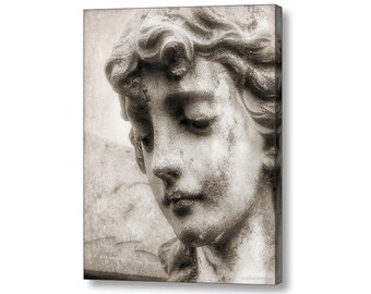 Cemetery Angel Wall Art – Black & White Fine Art Print or Canvas - Grief Condolence Gift