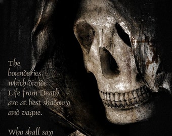 Grim Reaper Angel of Death, Edgar Allan Poe Quote, Gothic Halloween Print or Canvas