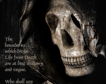 Grim Reaper Angel of Death, Edgar Allan Poe Quote, Gothic Halloween Print or Canvas
