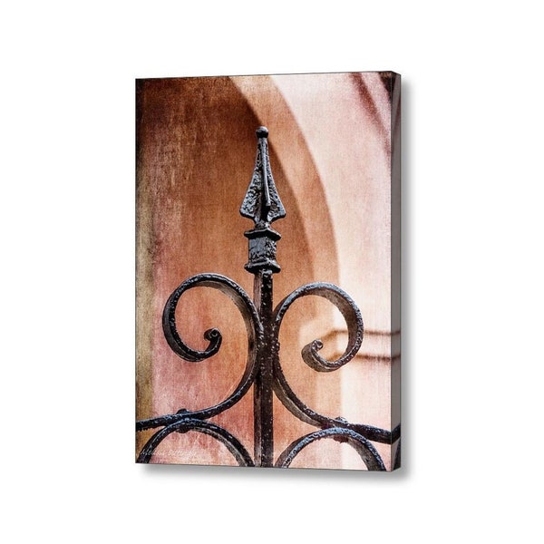 Gothic Wrought Iron Gate Post Architecture, Wall Art Print or Canvas, Old World Victorian Charm, Statesville NC Photos