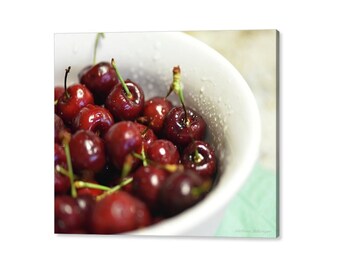 Bowl of Red Cherries, Food Photography, Kitchen Dining Room Wall Art, Fine Art Photography Giclee Print or Canvas