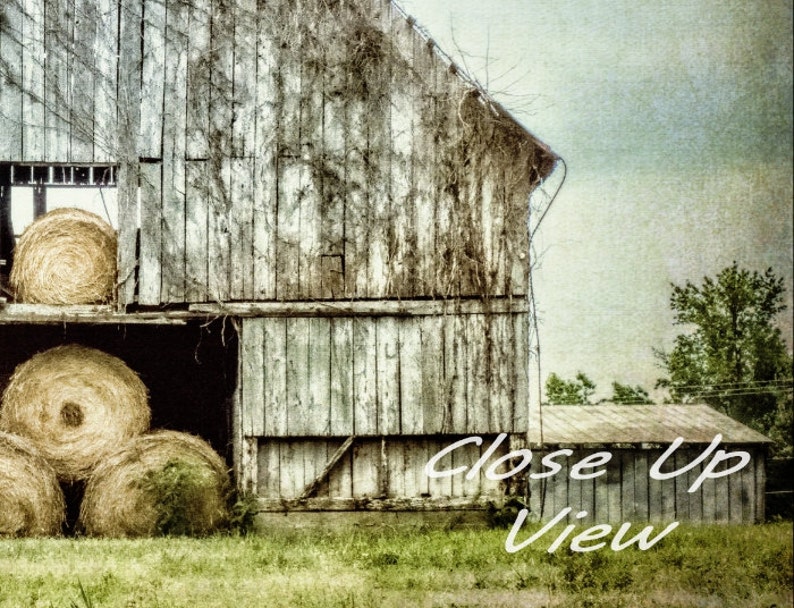 Rustic Gray Weathered Barn Bales of Hay, North Carolina Barn Fine Art Photography Print or Gallery Canvas Wrap Giclee image 2