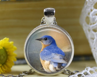 Bluebird Pendant Necklace, Bird lovers Gifts Necklace Jewelry, Gifts for Her