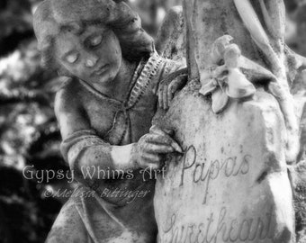 Bonaventure Cemetery Grave, Papa's Sweetheart, Child's Headstone Angel, Fine Art Photography Giclee Print or Canvas