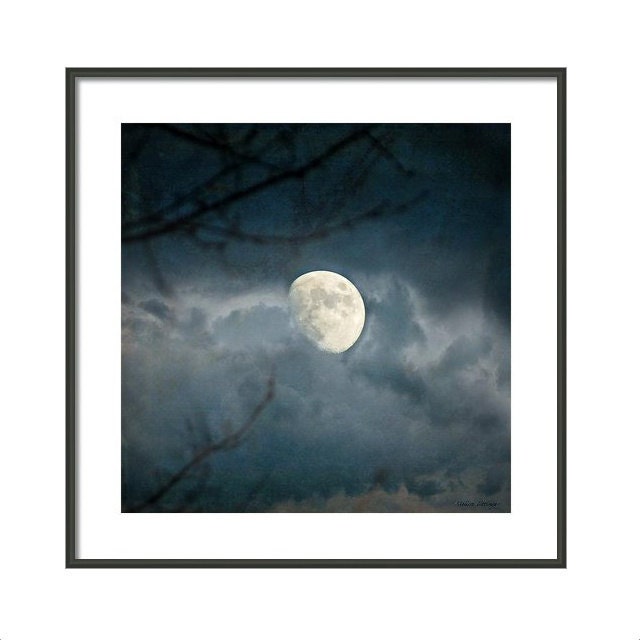 Moon Clouds Art Print or Canvas: Foggy Night, Gothic Witch Decor