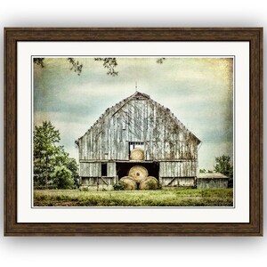 Rustic Gray Weathered Barn Bales of Hay, North Carolina Barn Fine Art Photography Print or Gallery Canvas Wrap Giclee image 3