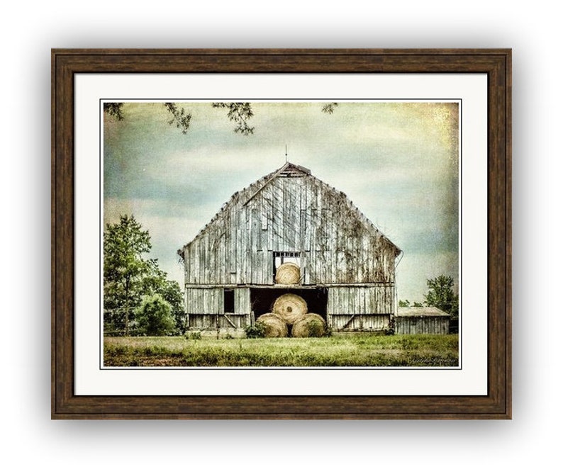 Rustic Gray Weathered Barn Bales of Hay, North Carolina Barn Fine Art Photography Print or Gallery Canvas Wrap Giclee image 3