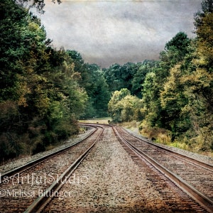 Railroad Tracks Country Landscape Photography Print: North Carolina Fine Art